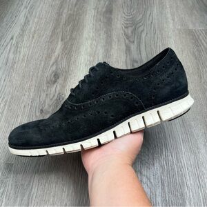 Cole Haan Zerogrand Black Suede Leather Wingtip Oxford‎ Men’s Size 11.5 C23740